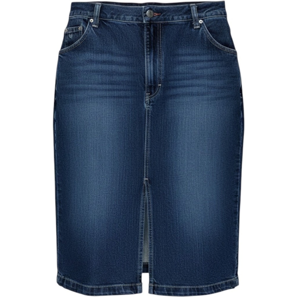Tommy Hilfiger Denim Midi Skirt Size 14 Blue Carpenter Front Slit